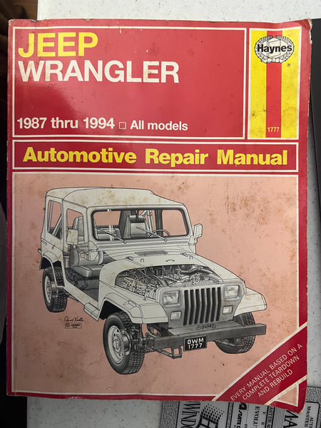 Tools - Shop Manual Haynes for Jeep Wrangler 1987 to 1949 code 1777